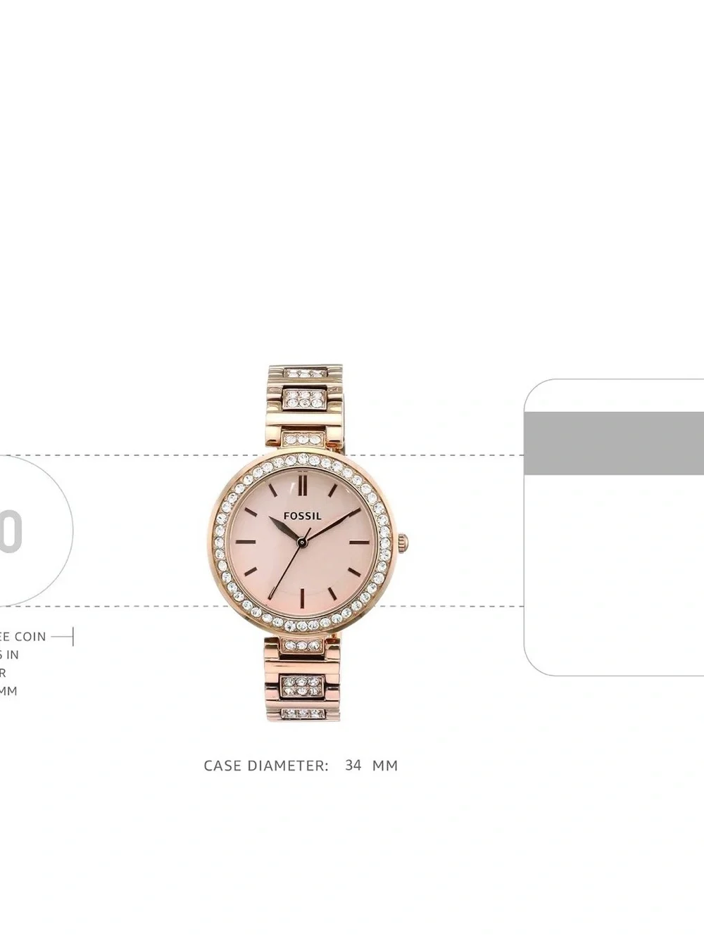 Fossil Rose Gold Crystal-Trim Women's Bracelet Watch